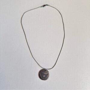 Hallmark Vintage Sterling Silver Dove Circle Pendant Necklace